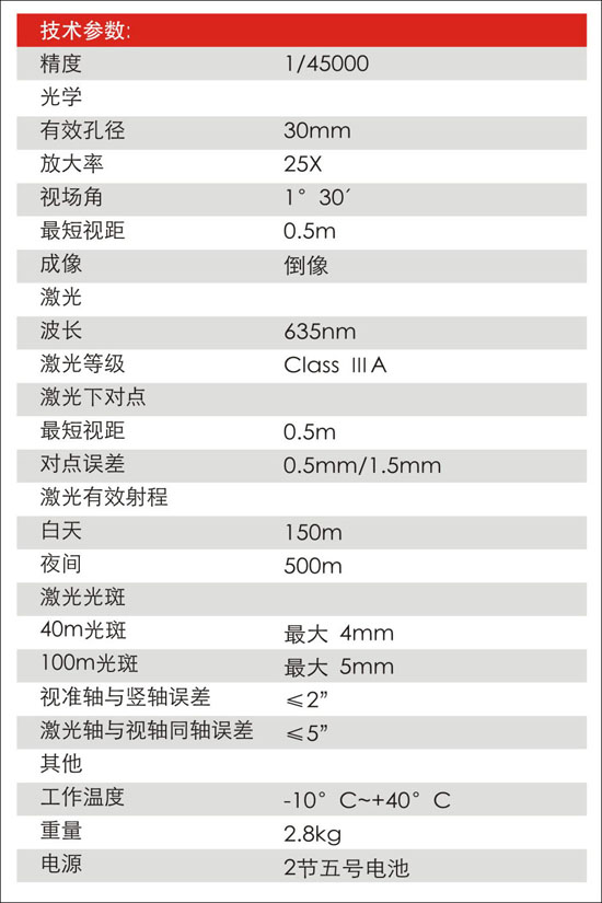 南方ML-401激光垂準(zhǔn)儀參數(shù)